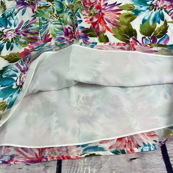 Ann Taylor LOFT Skirt Womens 8 Floral Lined A-Line Mini Zip Pleated Multicolor - Picture 5 of 10